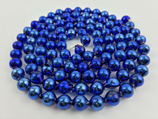 4ft 3in Vintage COBALT BLUE Mercury Glass Beaded Christmas Garland Strand, 1/2