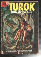 Turok Son of Stone #23 1961-Dell-Indian & dinosaurs-Pieces off cover-FR picture
