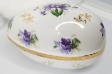 Vintage Loft Porcelain Violet Egg Container with Gold Accents 6