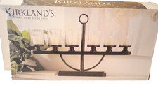 Kirklands Metal Glass Votive Candle Runner Holder Centerpiece 6 Cup Open Box picture