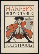 🎆 Harper's Round Table Fourth of July Poster - 1890s Vintage Patriotic Print picture