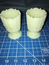Vintage Pair of Fenton Green Satin Glass Toothpick Holder picture