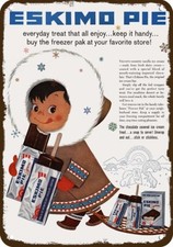 1958 ESKIMO GIRL LOVES ESKIMO PIE BAR Vintage Look DECORATIVE REPLICA METAL SIGN picture