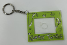 Vintage Good Times Green Framed Phot Picture Keychain Key Ring Fob Collectilbe picture