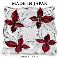 Vintage Made in Japan Glass Floral Decorative Tray picture