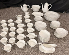 Wedgwood Bone China Silver Ermine China Set 96 Piece Made in England, picture