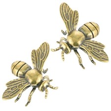 MHYGKTXRA 2 PCS Gold Bee Figurines: Vintage Brass Statues picture