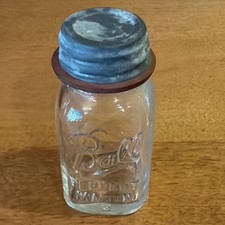 Miniature  Ball Perfect Mason Fruit Jar Salesman Sample Zinc Lid Gasket 2.75” picture