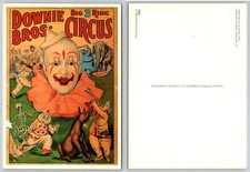 1926 Downie Bros Big 3 Ring Circus Poster Art Postcard Clown Elephant picture