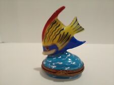 Limoges France Tropical Angel Fish Trinket Box LS Peint Main Hinged Handpainted picture