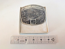 Vintage 1984 Wheat Growers Mutual Hail Insurance Belt Buckle Cimarron KS #291 picture