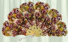 Victorian, Vintage PANSY LOVING Fan Greeting Card picture
