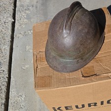French-Style Adrian Steel Helmet w/ Crest Insignia, Vintage Militaria picture