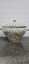 Rare Casafina Made in Portugal Tureen with Lid and Handles Blue Flowers Green  picture