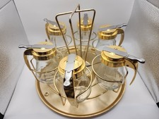 Vtg RARE MCM Retro Syrup Caddy Carousel Condiment Gold Breakfast Diner Dripcut picture