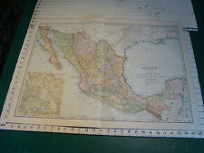 Vintage Original 1898 Rand McNally Map:  MEXICO, 28 x 21