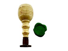 antique 19th C wax seal, coat of arms GOTHIC FONT picture