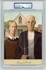 Grant Wood ~ Signed Autographed American Gothic ~ PSA DNA Encased picture