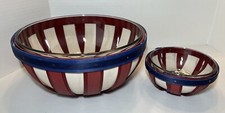 Longaberger 2012 American Stripes Large & Small Bowl Basket & Bowl Set picture