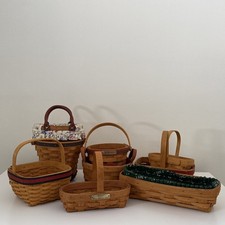 Vtg Longaberger Woven Baskets 1994-2003 Set of 9 Liners, Boardwalk Purse 🧺 picture