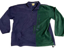 VTG 1971 Walt Disney World 1/4 Zip Fleece Pullover Sz L Blue Green Colorblock picture