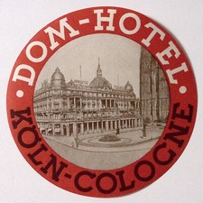 c1930s Dom-Hotel Koln Cologne Germany Luggage Label 4.5