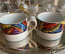 2 Sakura Rialto Brights Coffee  / Tea  Flat Cups, Very Good Condition  picture