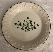 Carrigdhoun Pottery Ltd. Shamrock Butter Pin Trinket Dish 4.5” Ireland Gold Trim picture