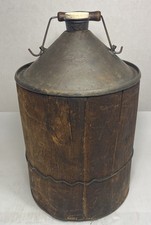 Beautiful Vintage Wood Wrapped Kerosene Can Wire & Wood Handle Star Trade Mark picture