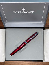 Diplomat Excellence A2 Magma Red Metal Fountain Pen, Chrome Trim, B SS Nib picture