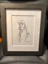 Hellboy sketch by M. Mignola - Signed, framed w/ museum grade glass 7.5