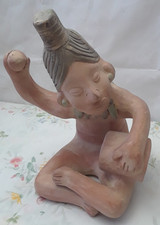 Vintage Styled after Pre-Columbian Mexican Folk Art Terracotta Figurine 13.5 picture