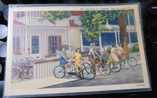 Vintage Postcard, Bicycling at Lakeside ,Ohio ,on Lake Erie ,1940S picture