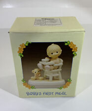 Precious Moments Baby's First Meal Porcelain Figurine 1990 By Samuel Butcher picture