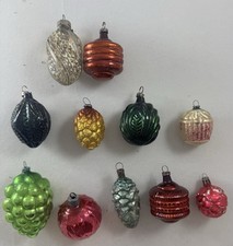 Vtg 40s 50s CHRISTMAS ORNAMENTS Mercury Glass Pinecone Grapes picture
