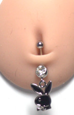 14g 7/16 Sparkling Crystal Playboy Black Dangle Belly Ring 2000 collection picture