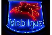Mobil Gas Flying Pegasus Neon Sign Lamp HD Vivid Printing Garage Decor L 24