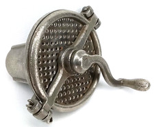 Mechanical Metal Nutmeg Grater With Round Body & Central Crank Antique 1890s picture