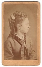 Antique CDV Circa 1870s Baird Young Gorgeous Lady Profile Braids Middletown NY picture