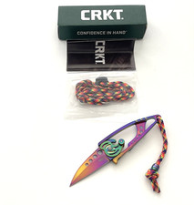 CRKT 5102P Snap Lock Iridescent Folding Knife Money Clip Rainbow Paracord Lanyar picture