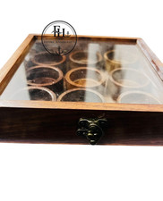 FATIMA Handcrafted Wooden Spice Box with Glass Lid – 9 Compartment Box Halloween picture