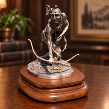 Chilmark M Boyett Rare Iroquois Warrior Fine Pewter Sculpture #242/2500 5in picture