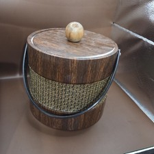 Vintage Elmar Mfg. Insulated Ice Bucket Basket Weave Design 1970's Made in USA picture