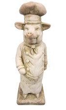 French Pastry Chef Butcher Pig Resin Figure Statue VTG 90s 13