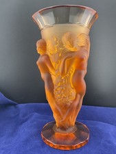 Hoffman Schlevogt grape harvest vase amber signed Hoffman picture