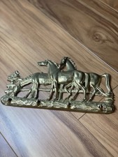vintage solid brass wall-mounted key holder equestrian horse vintage brass gran picture