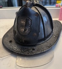 Cairns & Brother Leather Firefighter Helmet w/ Face Shield 1948 picture