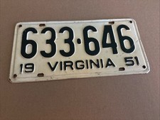Virginia VA License Plate 1951 633 646 picture