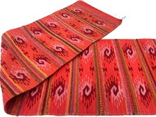 Woven Red Wool Rug Runner: Zapotec Hand Loomed Geometric 16x78 Inches picture