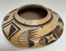 Early Native American Hopi Tewa Pot Jar Hand Made Hand Painted Old Pottery picture